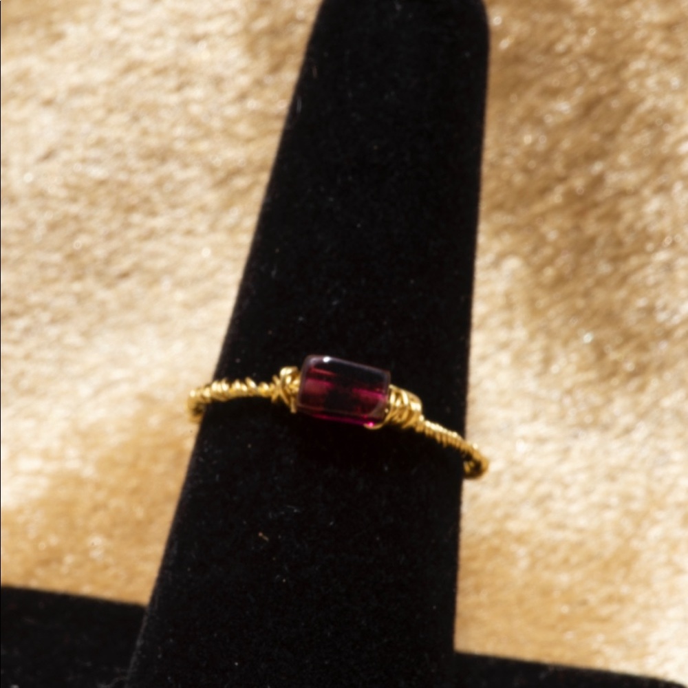 Garnet wire wrapped ring. Size 8.5 18K gold filled